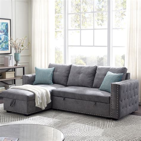 gray fabric sofa with metal size change|light grey sofa bed.